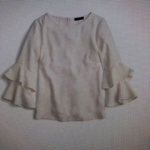 J. Crew LanaTiered Crepe Ruffle Bell Sleeve Blouse